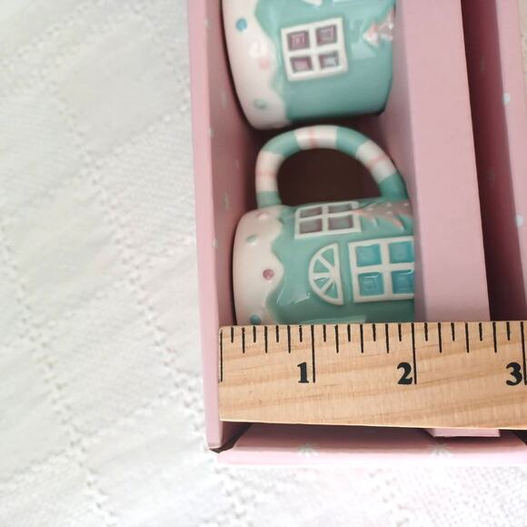 New Lang Christmas Gingerbread House Pastel Espresso Set Of 4 Ceramic Mini Mugs - Picture 6 of 7